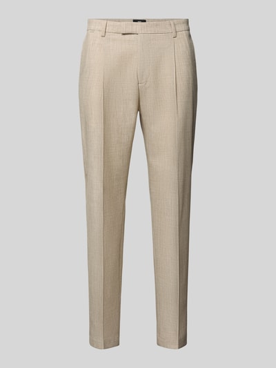 Produktfoto, Straight Fit Anzughose mit Viskose-Anteil Modell 'SALTO' von CINQUE in Beige, Bügelfalten, elastischer Material-Mix, klassische Taschen.
