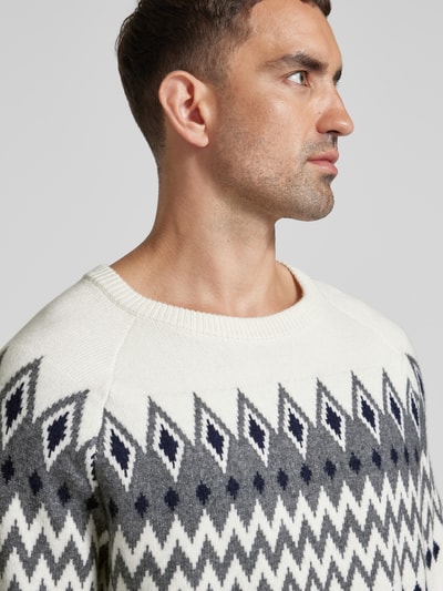 Christian Berg Men Strickpullover mit Rundhalsausschnitt Offwhite 3