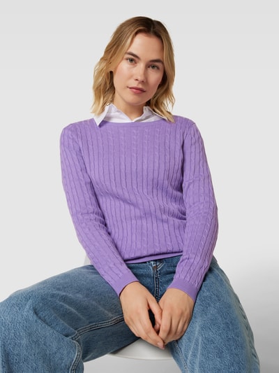 Montego Gebreide pullover met kabelpatroon Violet - 3