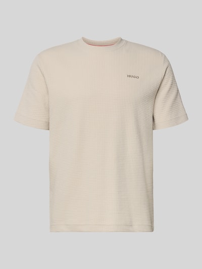 Produktfoto, Regular Fit T-Shirt aus Baumwoll-Mix Modell 'AUSTIN' von HUGO in Beige, Waffelstruktur, kurzarm, unifarben, Rundhals, Label Stitching