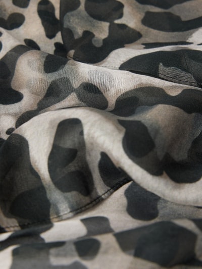 Produktfoto, Tuch im Allover-Look mit Leo-Muster von monari aus Reine Modal, quadratische Form, beige-schwarze Farben, glatte Textur, Breite 57 cm, Größe 1