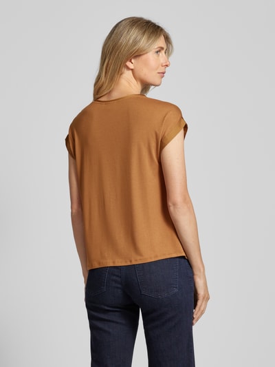 Vila T-shirt z okrągłym dekoltem model ‘ELLETTE’ Camel 5