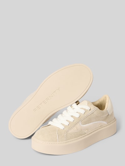 Produktfoto, Sneaker aus echtem Leder Modell 'LE PROMENEUR' von RETERNITY, jasny beż, zaokrąglony krój, sznurowanie, gładka podeszwa, wysokość obcasa 4 cm, wysokość cholewki 7 cm, szerokość w rozmiarze 44: 9 cm