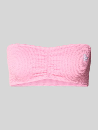 Produktfoto, Bandeau-Bikini-Oberteil mit Logo-Stitching von TOMMY HILFIGER in Rosa, unifarben, crinkle Textur, trägerloses Design.