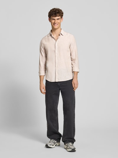 ONLY & SONS koszula casualowa o kroju slim fit z mieszanki bawełny i lnu model 'CAIDENLS SOLID' Beżowy 1