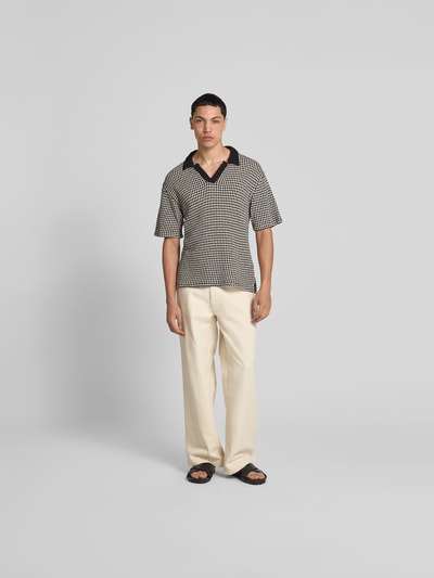 Officine Générale Poloshirt mit gerippten Abschlüssen Black 1