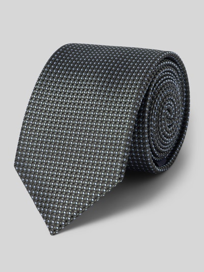 Produktfoto, Krawatte aus reiner Seide von Prince Bowtie in Dunkelgrau mit Strukturmuster, klassische Passform, Teilungsnähte, 7 cm Breite