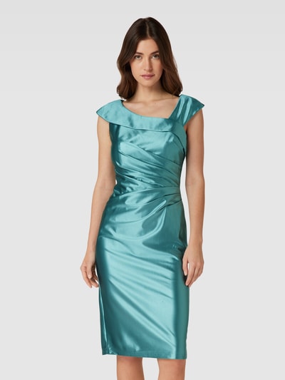 Luxuar Knielanges Cocktailkleid mit Raffungen Mint 4