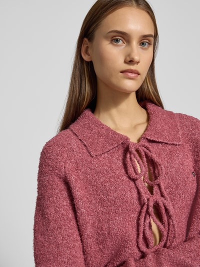 Review Kurtka z dzianiny z wiązaniem Brudnoróżowy 3