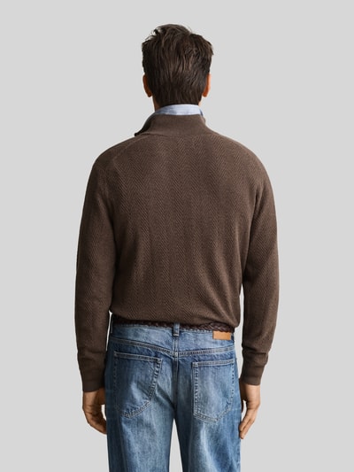 GANT Regular Fit Troyer aus Baumwoll-Woll-Mix Dunkelbraun 5