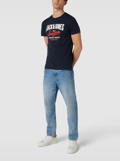 Jack & Jones T-shirt z nadrukiem z logo Ciemnoniebieski 1