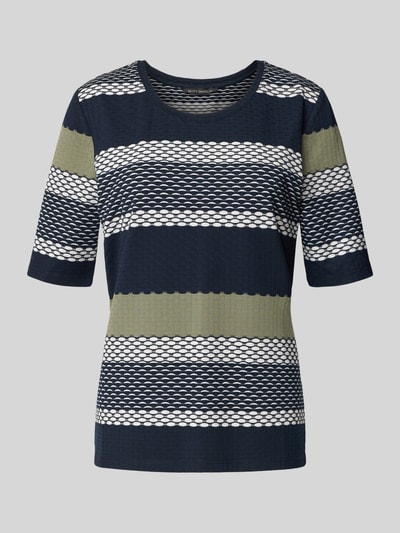 Betty Barclay T-shirt met geribde ronde hals Marineblauw - 2