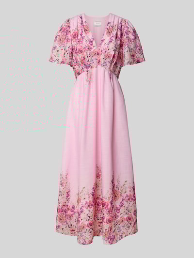 Neo Noir Maxikleid mit V-Ausschnitt Modell 'Serna' Rosa 2