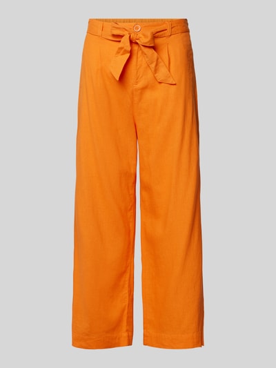 s.Oliver RED LABEL Spodnie lniane z szeroką, skróconą nogawką Pomarańczowy 2