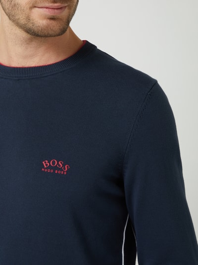 BOSS Green Pullover van katoen, model 'Riston' Marineblauw - 3