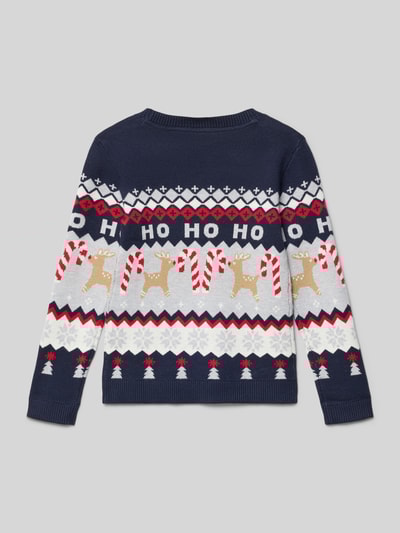 s.Oliver RED LABEL Regular Fit Weihnachtspullover aus Viskose-Mix Marine 3