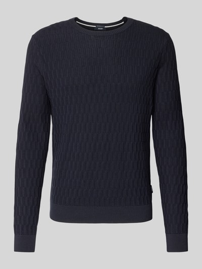 Productfoto, donkerblauwe Regular Fit Pullover uit katoen model 'Dapher' van JOOP! COLLECTION, fijne ribstructuur, effen kleur