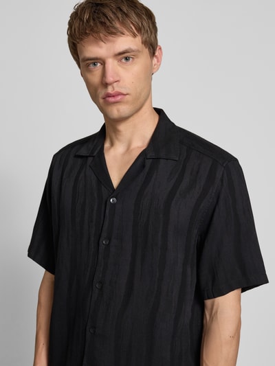 Only & Sons Regular Fit Freizeithemd mit Leinen-Anteil Modell 'ROBERT' Black 3