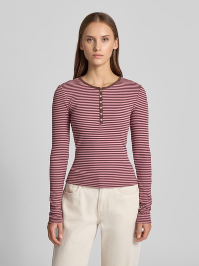 REVIEW Bluzka z długim rękawem z kołnierzem henley Różowawy 4