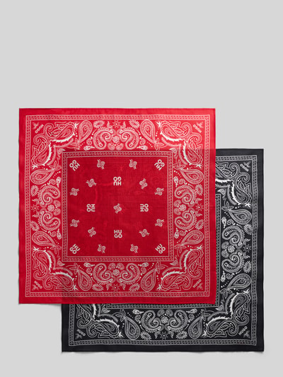 Produktfoto, Bandana aus reiner Baumwolle im 2er-Pack Modell '2BANDANA' von HUGO mit Optik:Allover-Muster, Jacquard, Label-Print, feine Webstruktur