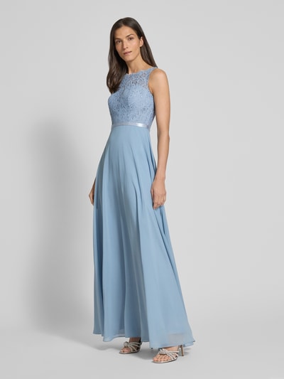 Luxuar Abendkleid mit Strasssteinbesatz Rauchblau 1
