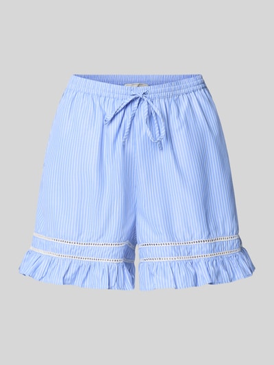 Produktfoto, Regular Fit Shorts met Loch-Stitching model 'Amansa' van Neo Noir, materiaalmix met katoen, met ruches, elastische band