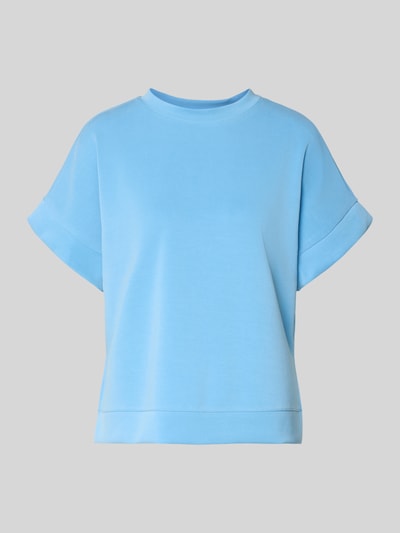 Produktfoto, Sweatshirt aus Modal-Mix mit Kappärmeln von Rich & Royal, mieszanka modalu z dodatkiem streczu, krój relaxed fit, okrągły dekolt, krótkie rękawy, damska bluza w kolorze jasnoniebieskim, gładka faktura