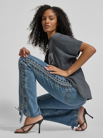 ROTATE Straight Fit Jeans mit Zierschleifen Jeansblau 3