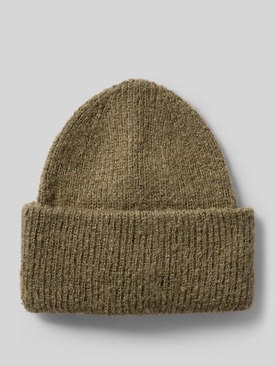 Pieces Czapka beanie z szerokim brzegiem i efektowną przędzą model ‘PYRON’ Oliwkowy 1