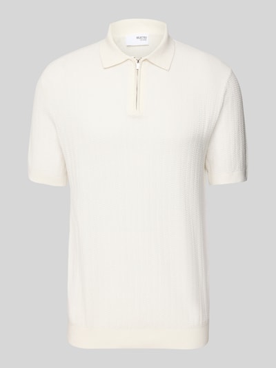 SELECTED HOMME Poloshirt mit kurzem Reißverschluss Offwhite 2