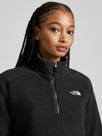 The North Face Sweter krótki z polaru z wyhaftowanym logo Metaliczny czarny 3