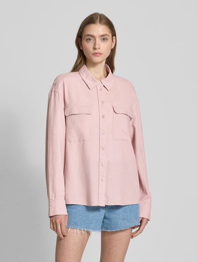 Only Bluzka koszulowa o kroju oversized z mieszanki lnu model ‘CARO’ Różowy 4