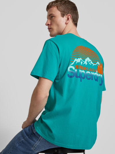 Superdry T-shirt z detalem z logo Petrol 3