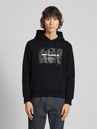 Jack & Jones Comfort fit hoodie van katoenmix met rubberen print, model 'AERO'  - 4