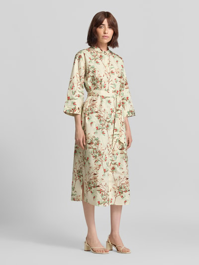 Fynch-Hatton Hemdblusenkleid im Allover-Look mit Bindegürtel Offwhite 1