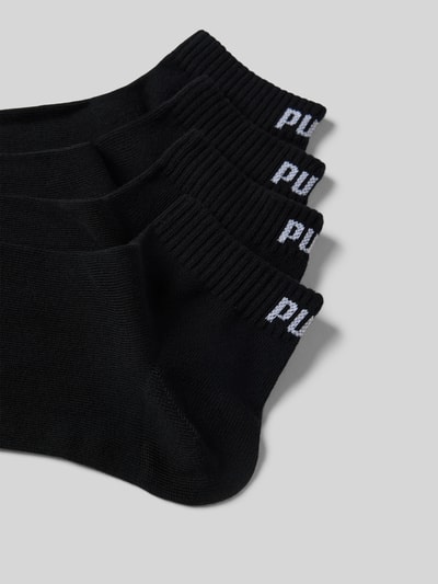 Produktfoto, Sneakersocken mit Logo im 4er-Pack von PUMA, mieszanka bawełny z dodatkiem streczu, dopasowany krój, czarny, zestaw 4 szt.