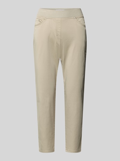 Produktfoto, Spodnie capri z elastycznym pasem Caprihose mit elastischem Bund Modell 'Pamina' von Raphaela By Brax, mieszanka bawełny i elastanu, krój regular fit, szerokość w rozmiarze 36K: 35 cm, długość wewnętrzna nogawki w rozmiarze 36K: 62 cm