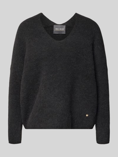 MOS MOSH Oversized gebreide pullover met ribboorden, model 'THORA' Donkergrijs - 2