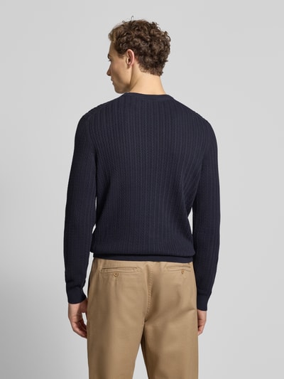 Christian Berg Men Strickpullover mit gerippten Abschlüssen Marine 5