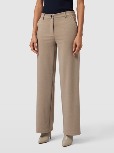 FREE/QUENT Regular fit stoffen broek met strookzakken aan de achterkant, model 'Nanni' Taupe gemêleerd - 4