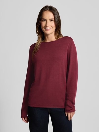 s.Oliver RED LABEL Sweter z dzianiny o kroju regular fit z mieszanki bawełny i wiskozy Bordowy 4