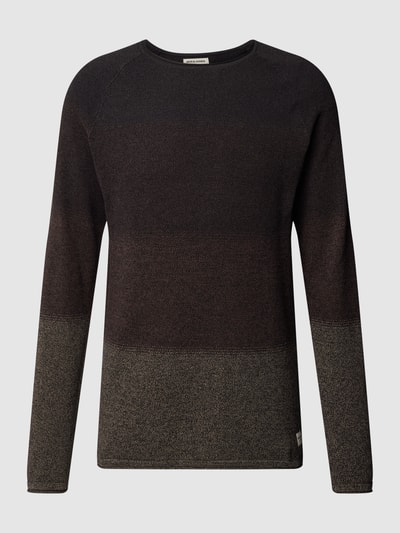 Jack & Jones Sweter z dzianiny z naszywką z logo model ‘HILL’ Ciemnobrązowy melanż 2