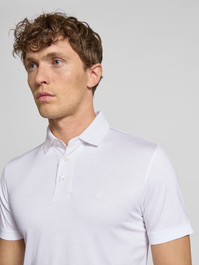 Emporio Armani Regular Fit Poloshirt mit Label-Print Weiss 3