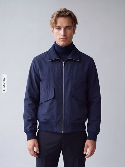 Jake*s Studio Men Bomberjacke mit Pattentaschen Modell 'MARCIN' mit Pattentaschen Marine 4