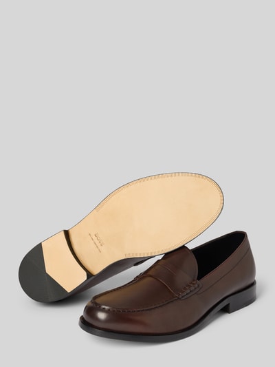 BOSS Loafers van glad leer met penny loafers Donkerbruin - 4