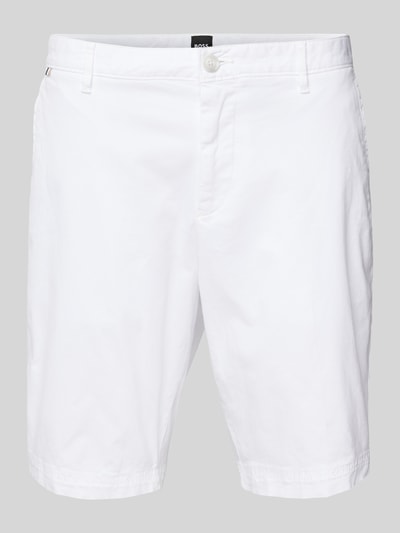 BOSS Slim Fit Shorts mit Gürtelschlaufen Modell 'Slice' Weiss 2