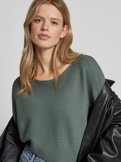 Only Gebreide pullover met boothals, model 'ADALINE' Rietgroen - 3