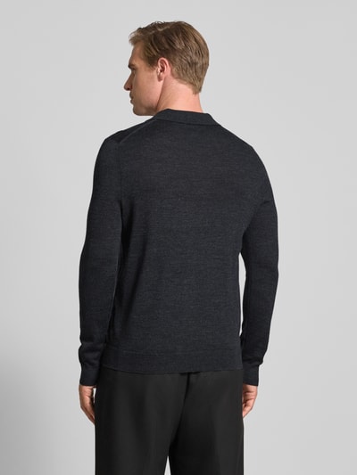 Christian Berg Men Slim fit gebreide pullover van wolmix Antraciet gemêleerd - 5