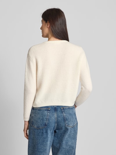 American Vintage Regular fit gebreid jack van een mix van alpaca en linnen, model 'VITOW' Wit - 5