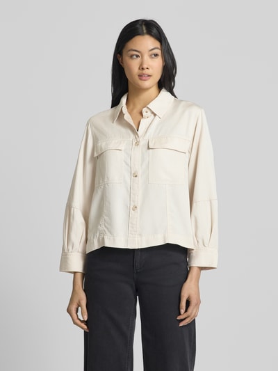 OPUS Regular fit overhemdblouse met paspelzakken op de borst, model 'Fadelia' Beige - 4